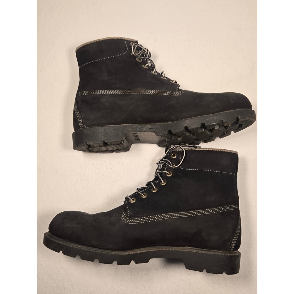 Timberland 6-Inch Premium Boots Size 12 Men Black Waterproof Nubuck Lug Sole - Picture 7 of 12